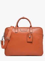 Leather Flandres Briefcase With 17" Laptop Sleeve Leather Etrier Orange flandres EFLA8261
