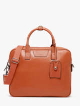 Leather Flandres Briefcase 1 Compartment Etrier Orange flandres EFLA8251