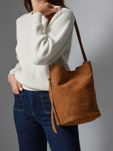 Shoulder Bag Backpack M Cavalier Nubuck Leather Etrier Brown cavalier nubuck ECAN126M-vue-porte